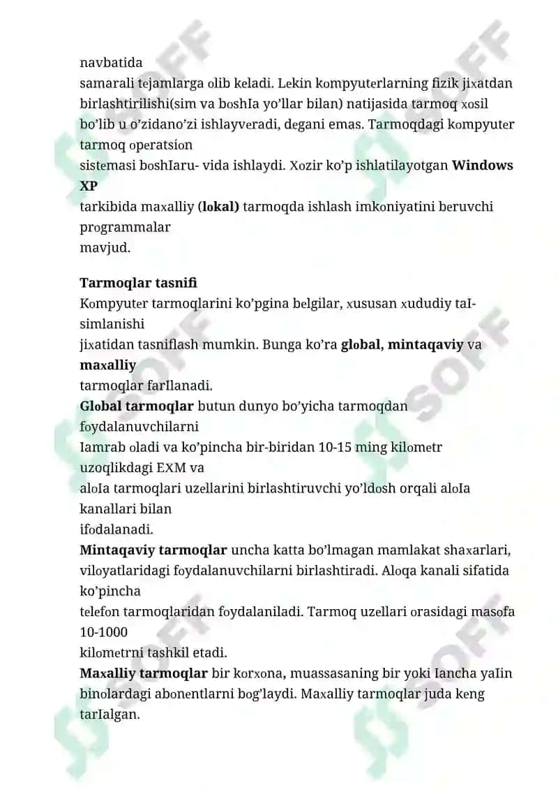 Kompyuter tarmoqlari, global tarmoqlar 2