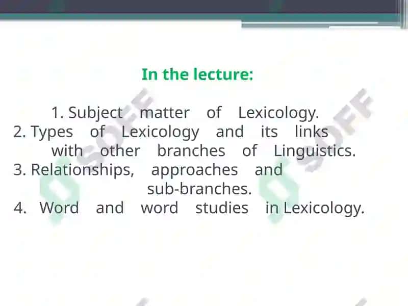 LEXTURE ILEXICOLOGY AS A BRANCH OF LINGUISTICS.INTRODUCTION 2