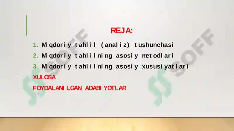 MIQDOR ANALIZ VA UNING METODLARI 2