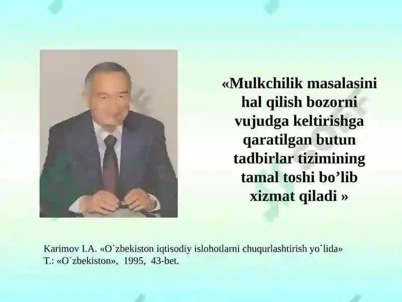 Mulkchilikning shakllari va ularning amal qilishi 2