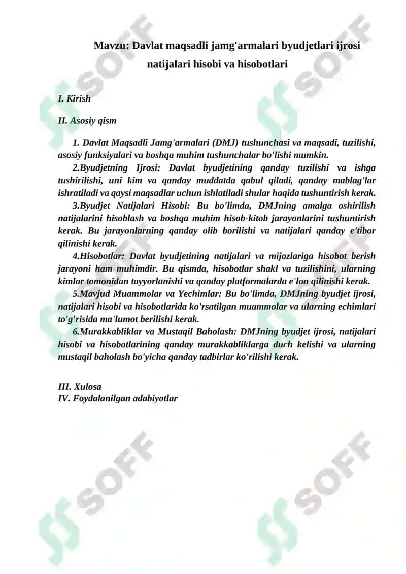 Davlat Maqsadli Jamg'armalari Byudjetlari Ijrosi Natijalari Hisobi va Hisobotlari 2