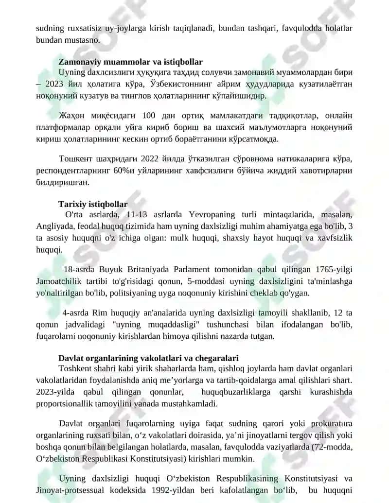 Uyning daxlsizligi huquqi 2