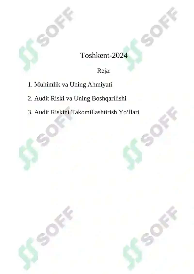Banklar auditida muhimlik va audit riskini takomillashtirish 2