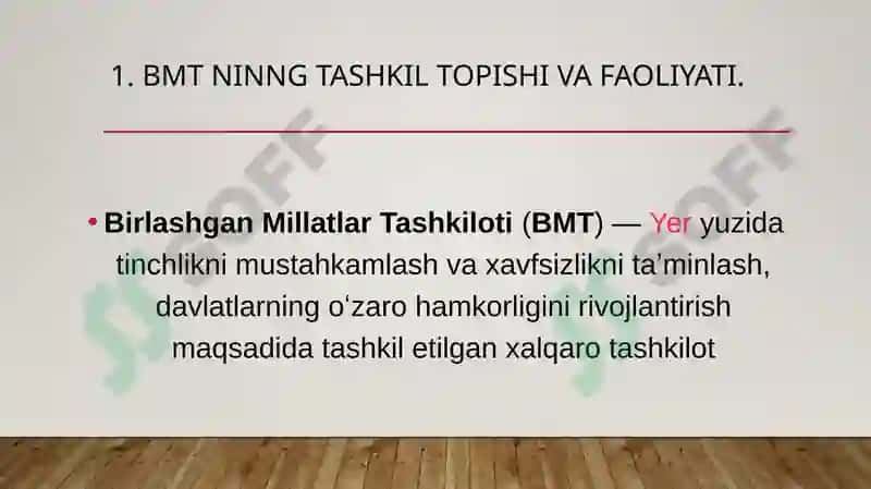 BMT ning O‘zbekistondagi vakolatxonasining faoliyati 2