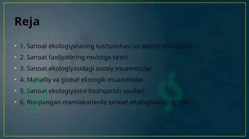 Sanoat ekologiyasi haqida umumiy malumotlar 2