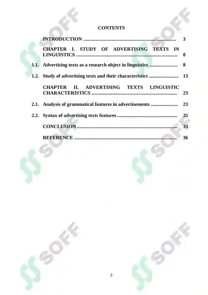 Grammatical features of advertisement texts 2
