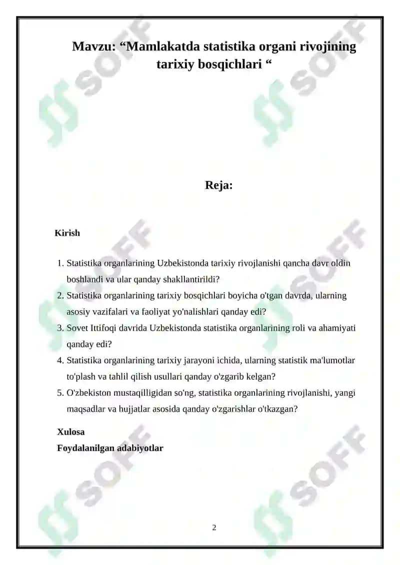 Mamlakatda statistika organi rivojining tarixiy bosqichlari 2