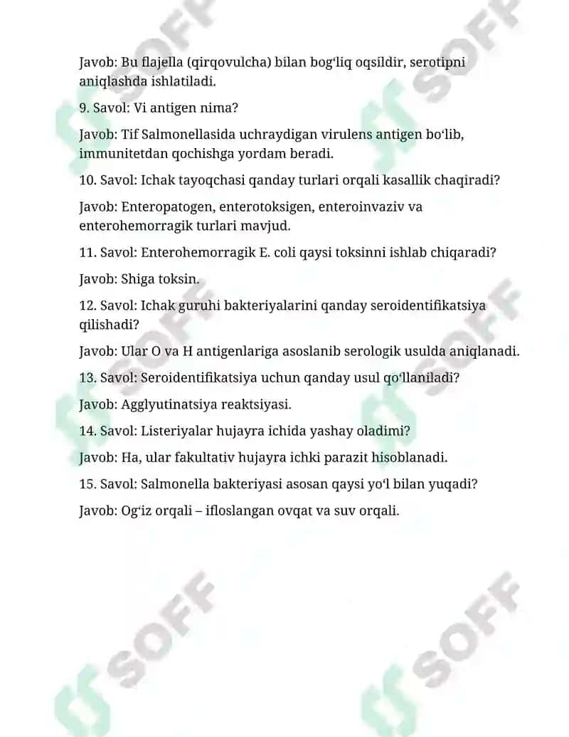 Ovqatdan zaharlanish kasalliklari proteya, salmonella, kampilobakter, ichak tayoqchasi va listeriya 2
