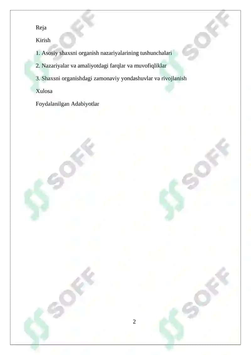 Shaxsni organish nazariyalari 2
