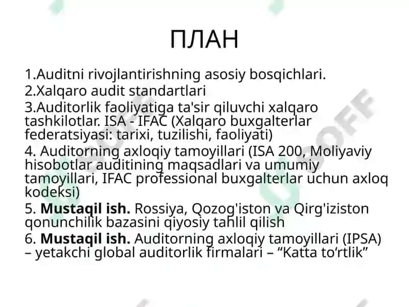 Auditorlik faoliyatining xalqaro tajribasi 2