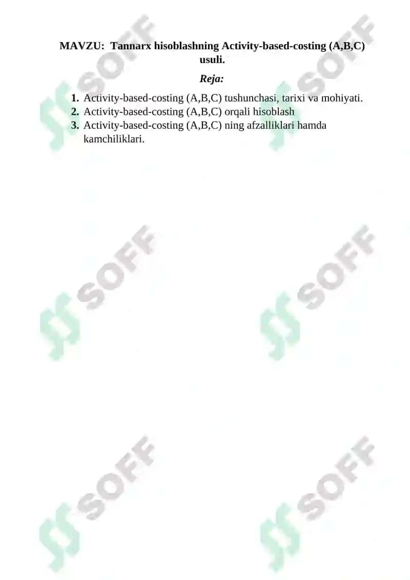 Activity-based-costing (A,B,C) usuli 2