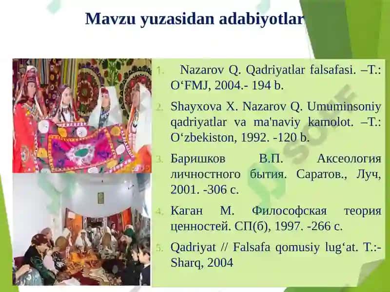 Qadriyatlar falsafasi (aksiologiya) 2