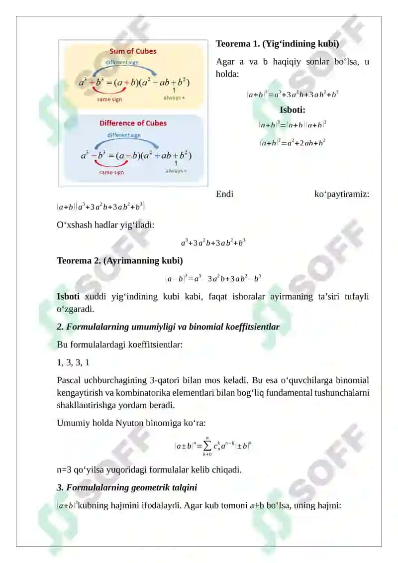 YIGʻINDINING KUBI VA AYIRMANING KUBI 2