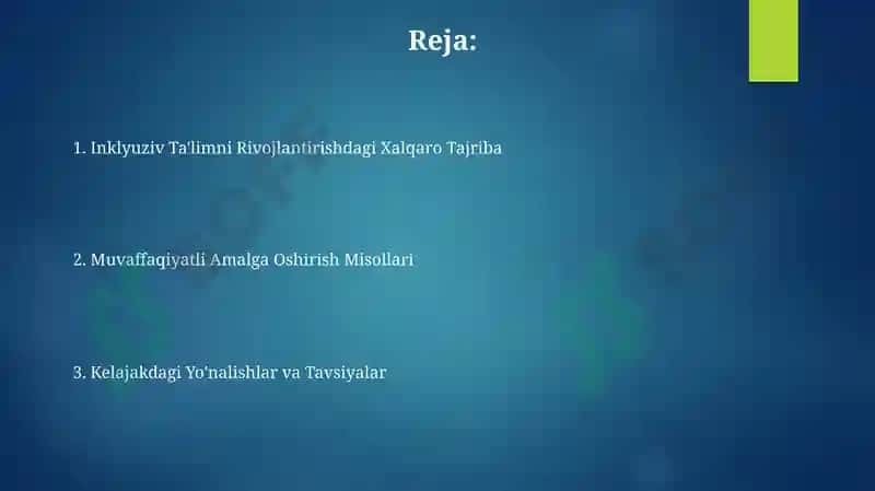Inklyuziv Ta'limni Rivojlantirishdagi Xalqaro Tajriba 2