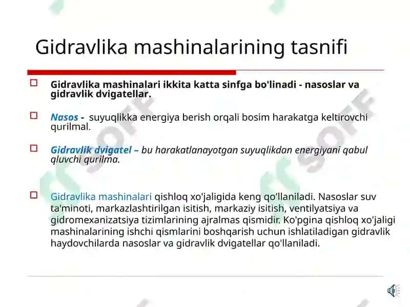 Nasoslarning tasnifi 2