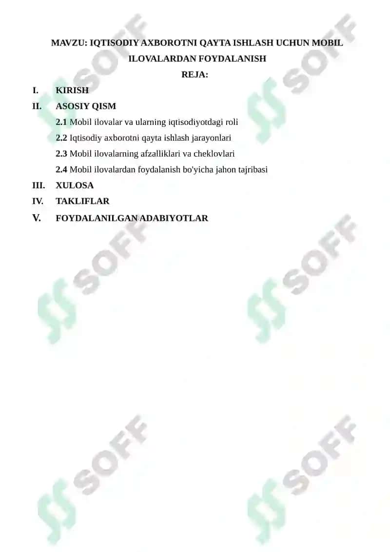 IQTISODIY AXBOROTNI QAYTA ISHLASH UCHUN MOBIL ILOVALARDAN FOYDALANISH 2