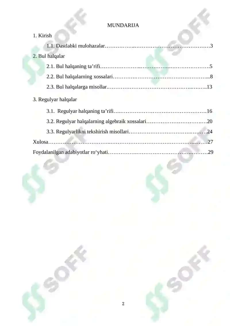 Bul va regulyar halqalar 2