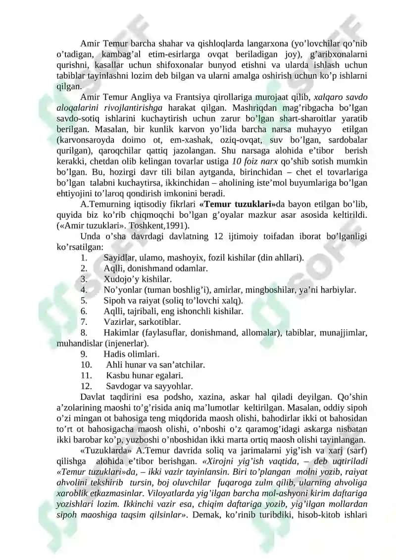 Amir Temurning va temuriylar davridagi iqtisodiy g’oyalar va iqtisodiy siyosat 2