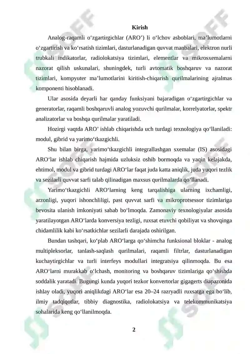 Parallel analog-raqamli o'zgartirgichlar (ARO') 2