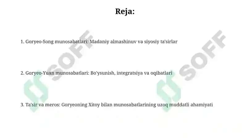 GoryeovaXitoy(Song, Yuan)munosabatlari 2