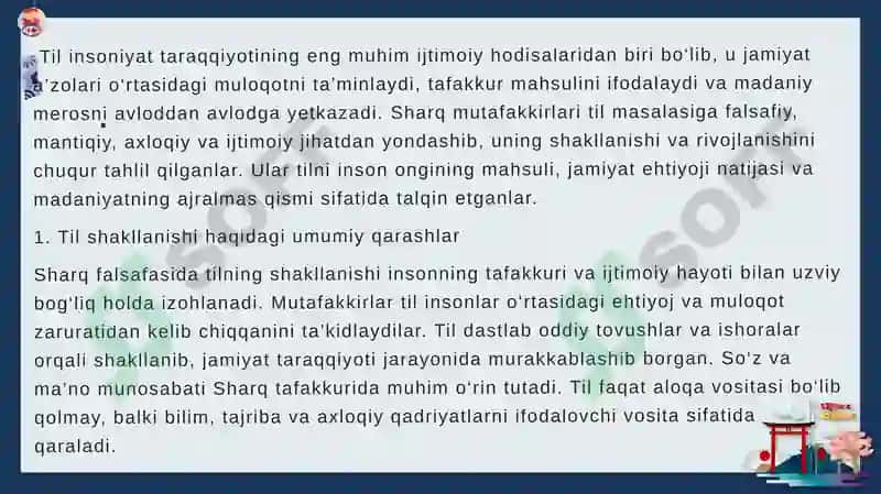 Sharqmutafakkirlarining til shakllanishi 2