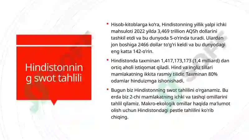 Hindistonning Swot tahlili 2