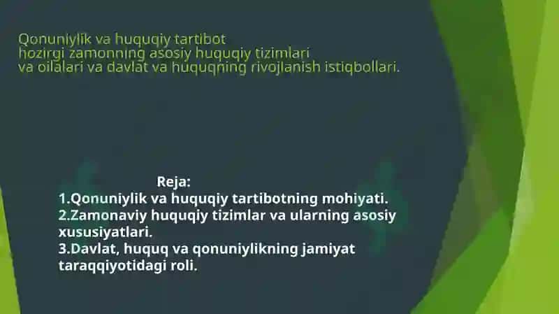 Qonuniylik va Huquqiy Tartibot 2