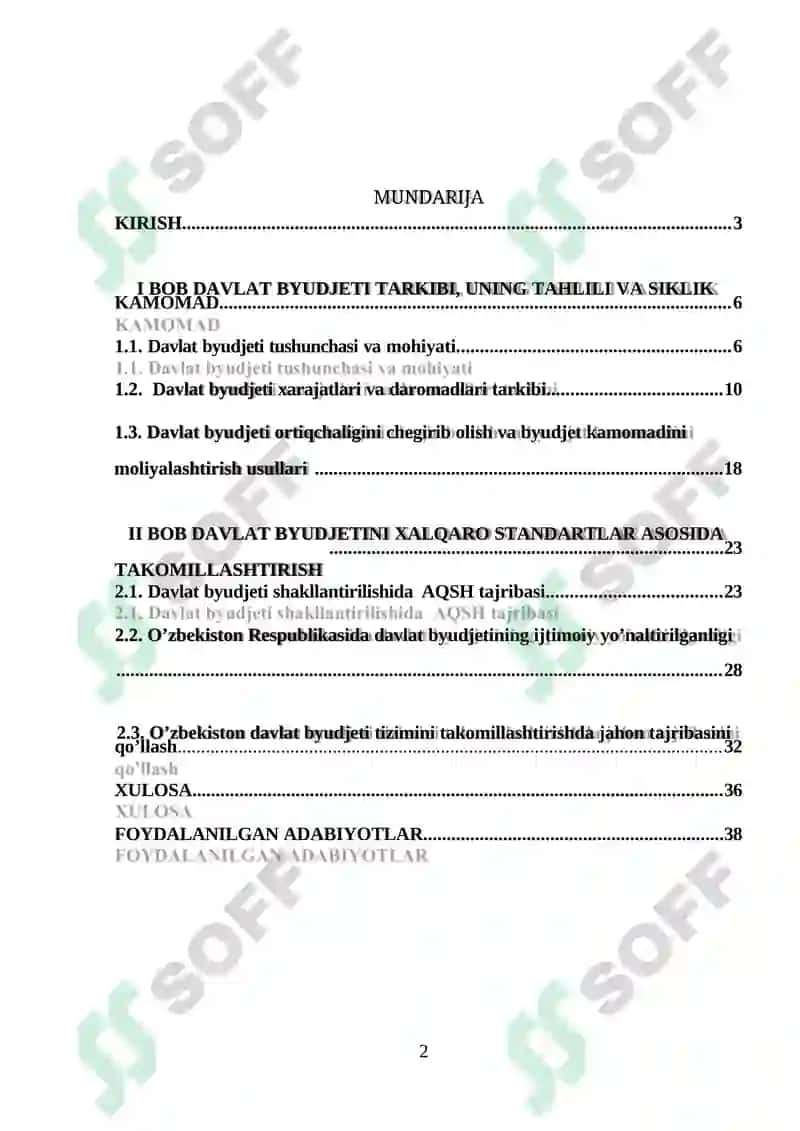BYUDJET TAQCHILLIGI (DEFITSITI) VA ORTIQCHALIGI (PROFITSITI) TARKIBI VA SIKLIK KAMOMAD 2