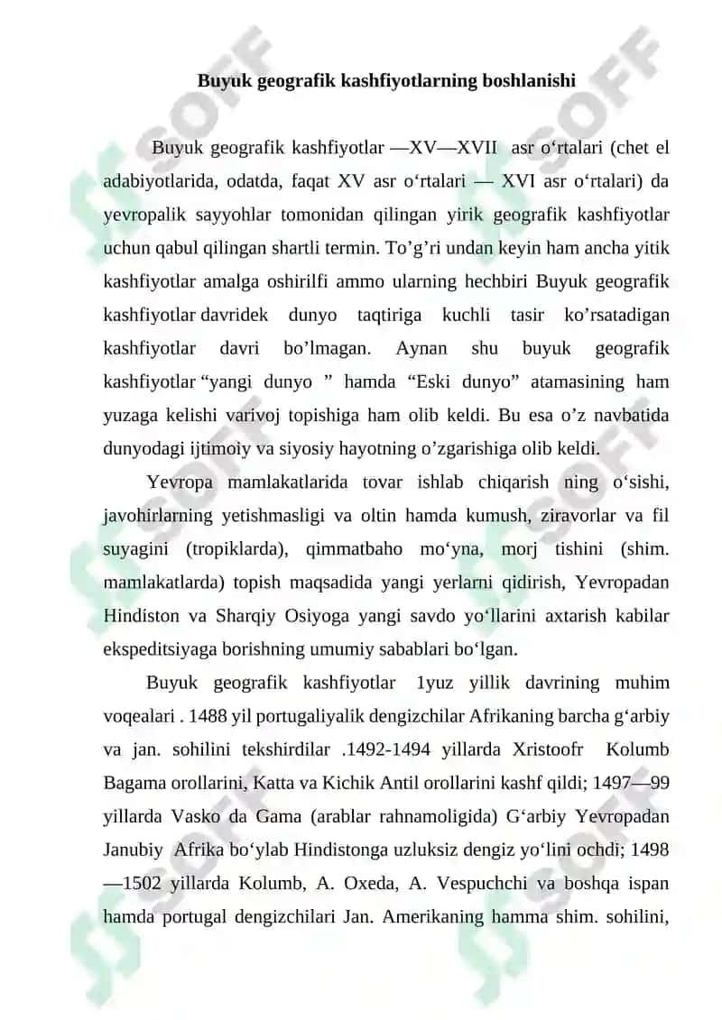 Buyuk geografik kashfiyotlar va uning talimotlarga ta’siri 2