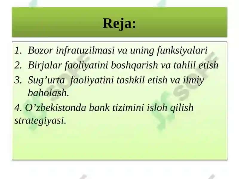 Bozor infratuzilmasi va uning unsurlari 2