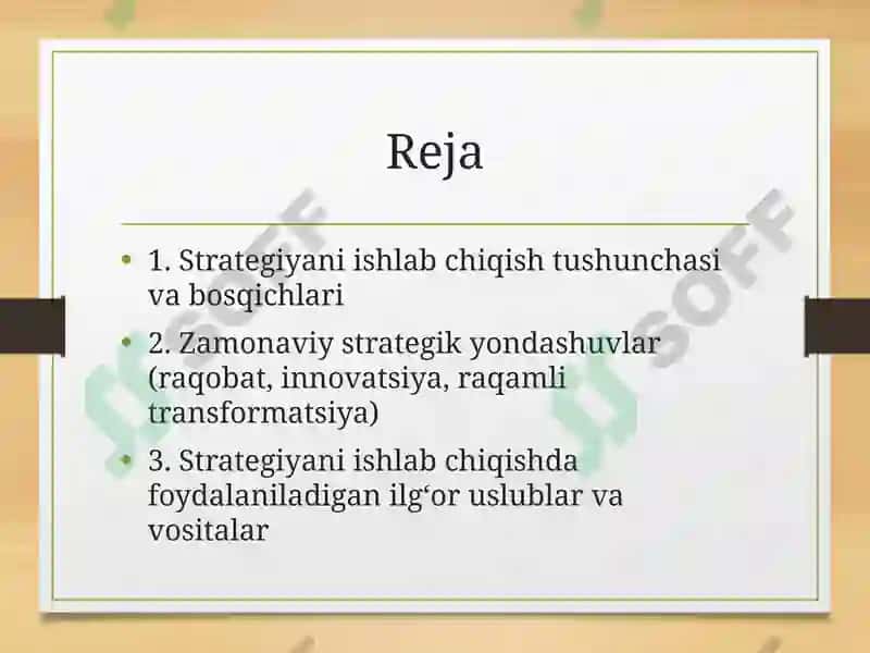 Strategiya yaratish va qayta ishlash jarayoni 2