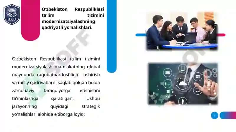 O‘ZBEKISTON RESPUBLIKASI TA’LIM TIZIMINI MODERNIZATSIYALASHNING QADRIYATLI YO‘NALISHLARI 2