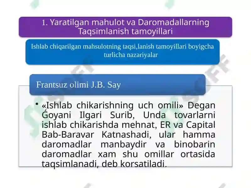 Ishlabchiqarilgan mahsulotning taqsi,lanish tamoyillari boyig'cha turlichi nazariyalar 2