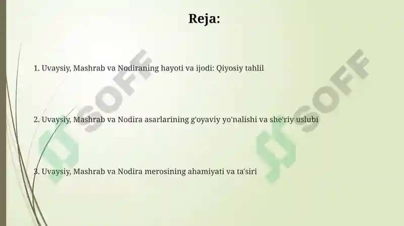 Uvaysiy Mashrab va Nodira hayoti va ijodi 2