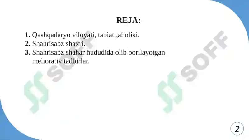 Qashqadaryo viloyati, Shahrisabz shahrining meliorativ holati va olib borilayotgan tadbirlar 2
