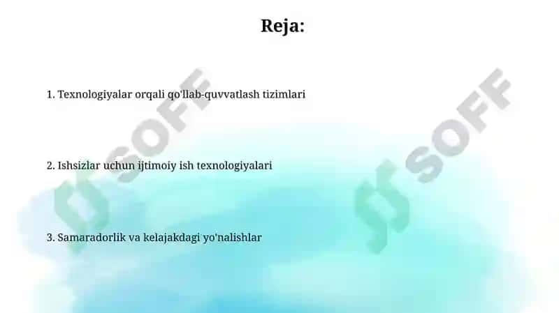Ishsizlar bilan ijtimoiy ish texnalogiyalari 2