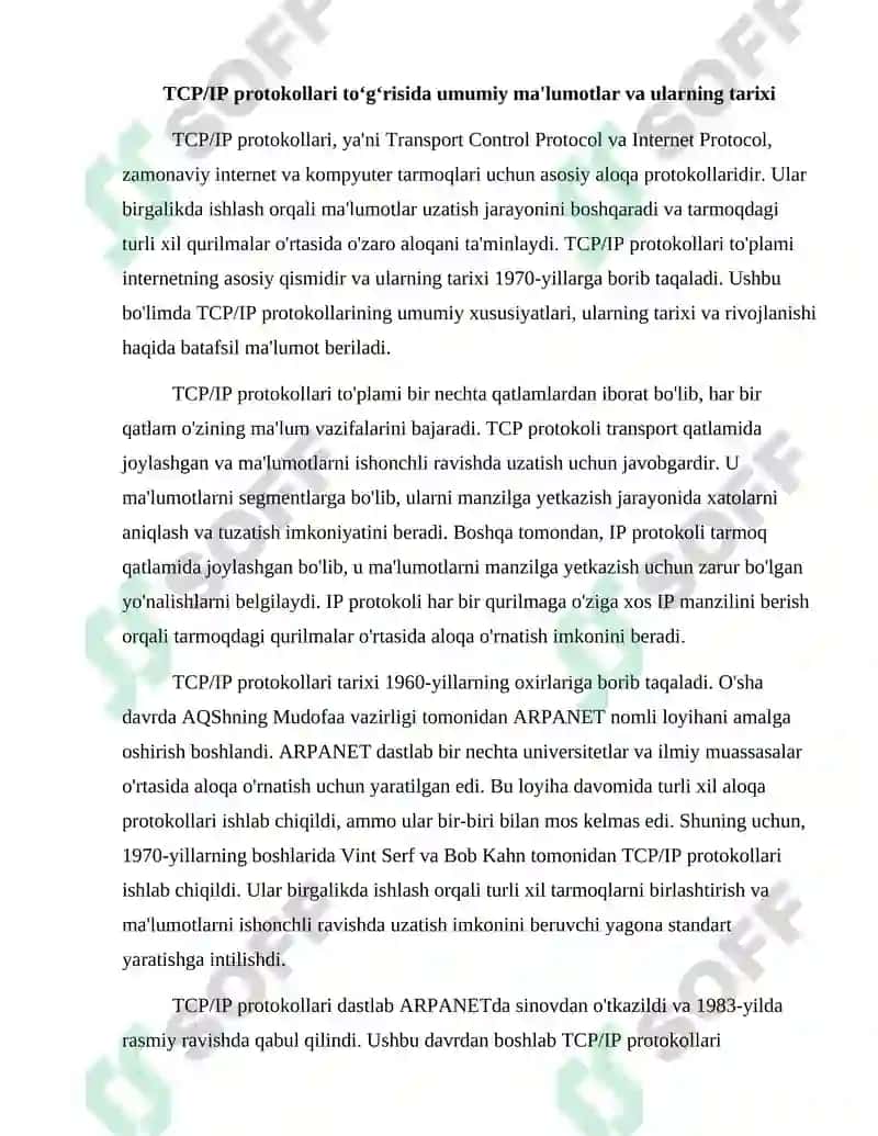 TCP/IP protokollari tahlili 2