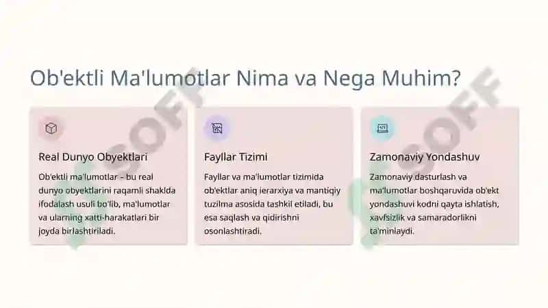 Ob'ektli Ma'lumotlar va Fayllar Tasnifi 2