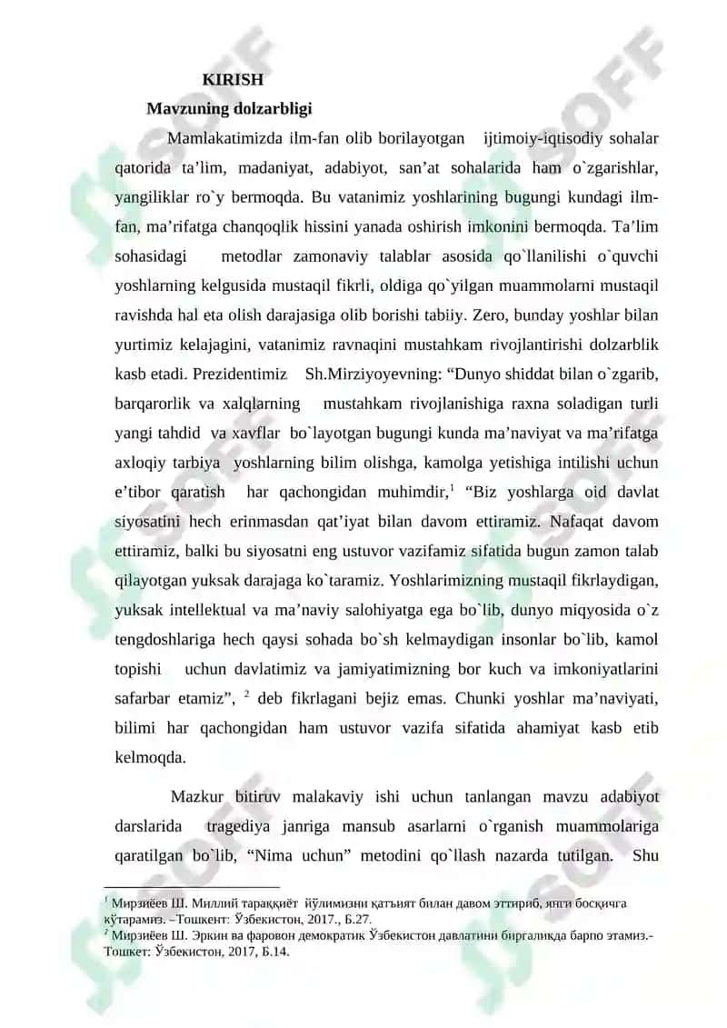 Vilyam Shekspirning “Hamlet” fojiasini o`qitishda “Nima uchun?” metodidan foydalanish 2