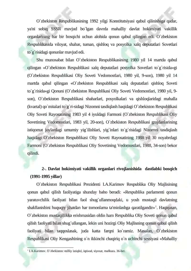 O`zbekiston Respublikasida zamonaviy davlat hokimiyati vakillik organlarining tarixi va rivojlanish bosqichlari 2