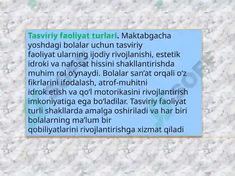 Tasviriy faoliyat turlari 2