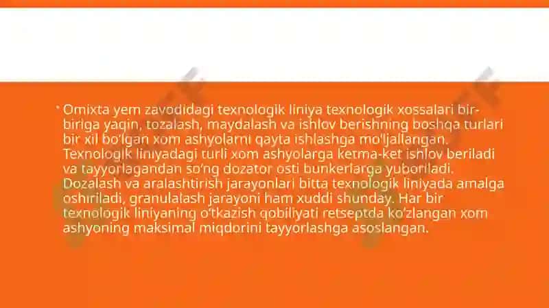 Omuxta yem ishlab chiqarishda texnologik sxemalarni izohlash 2