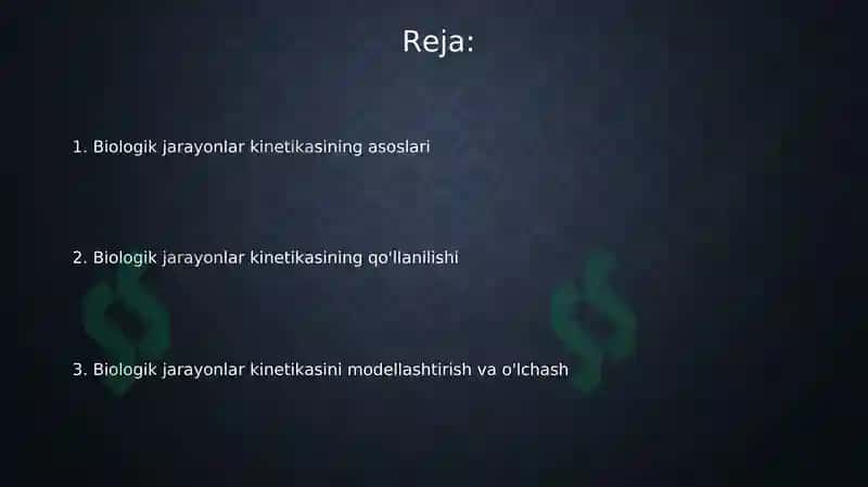 Biologik jarayonlar kinetikasi 2