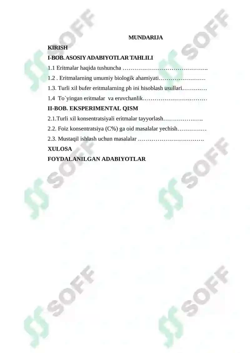 Erish jarayoni va eritmalar konsentratsiyalari 2