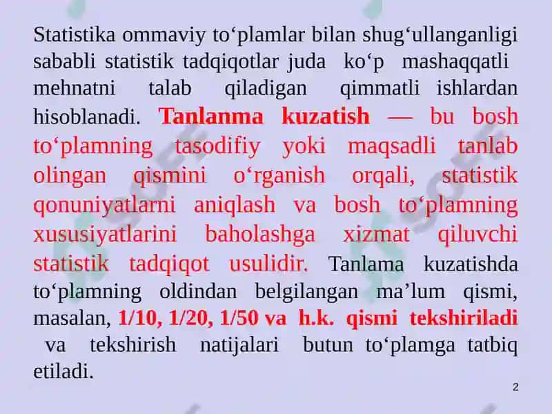 TANLANMA KUZATISH 2