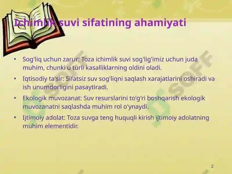 Ichimlik suvining sifatini yaxshilash 2
