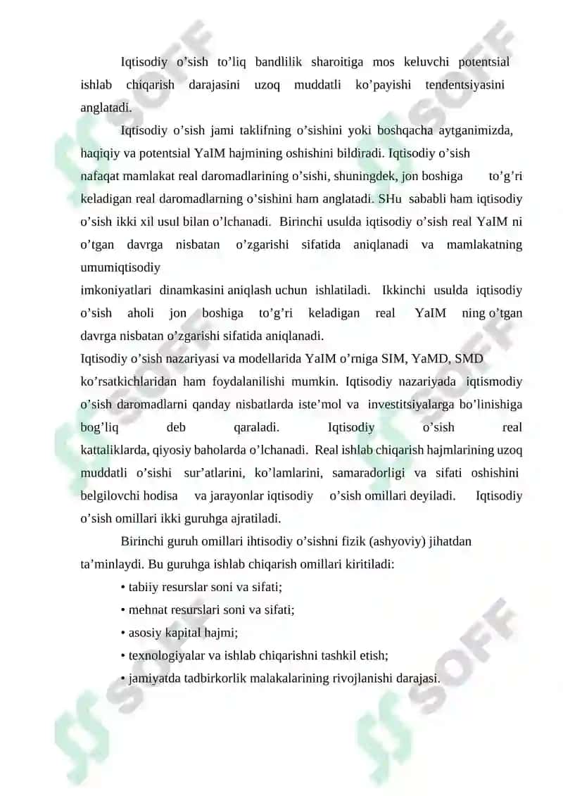 Iqtisodiy o’sishning mohiyati, sosiytavsifnomasi va modeli 2