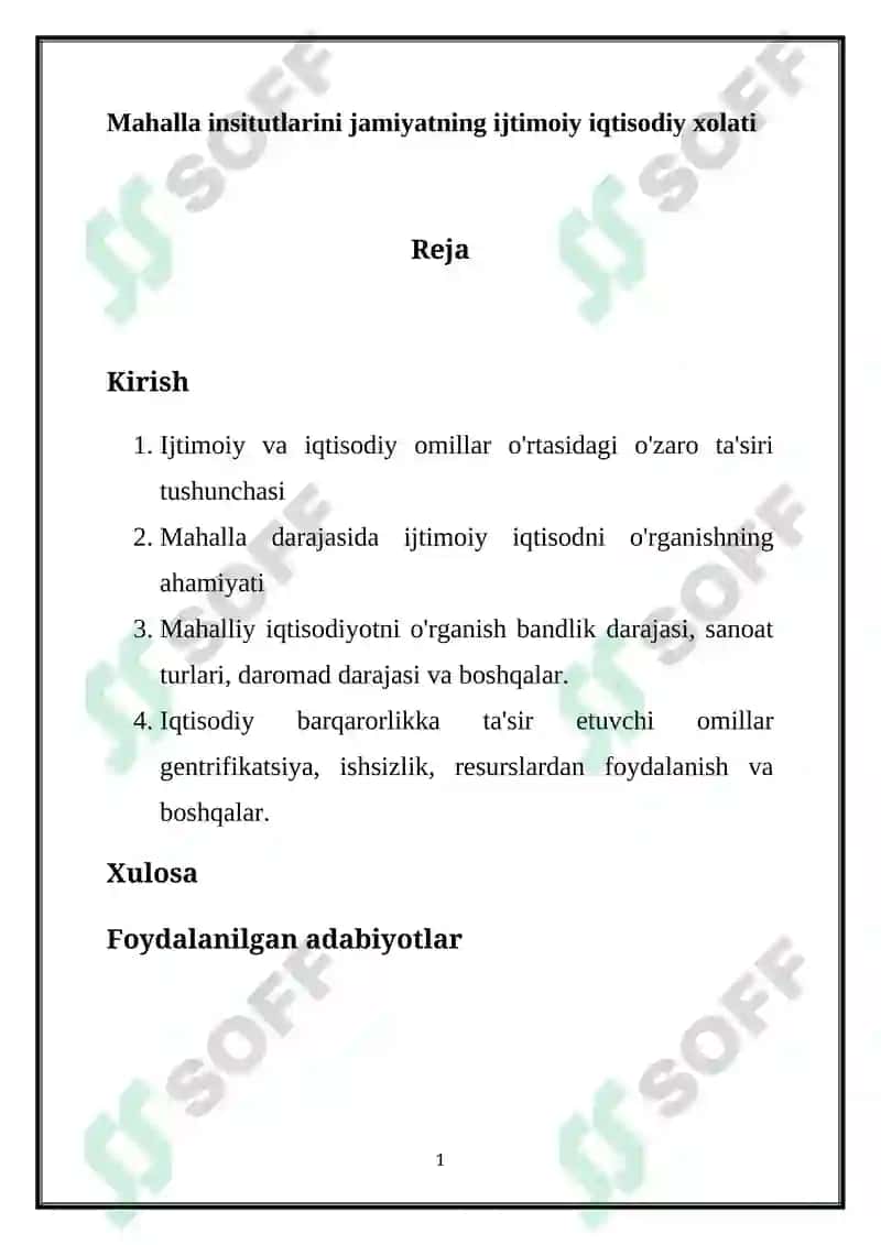 Mahalla institutlarini jamiyatning ijtimoiy iqtisodiy xolati 2
