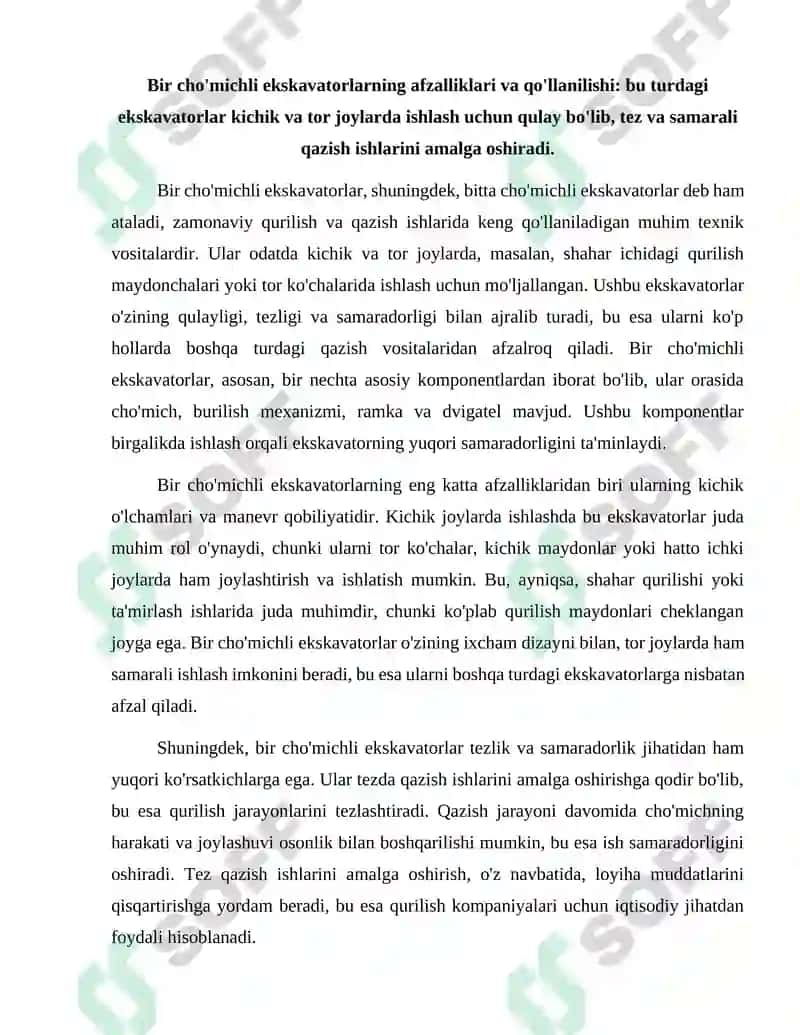 Bir cho'michli va ko'p cho'michli ekskavatorlar bilan grunt qazish. 2