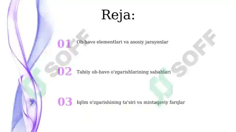 Ob-havo elementlari, yog‘inlar, shamollar va ularning tabiiy o‘zgarishlari 2